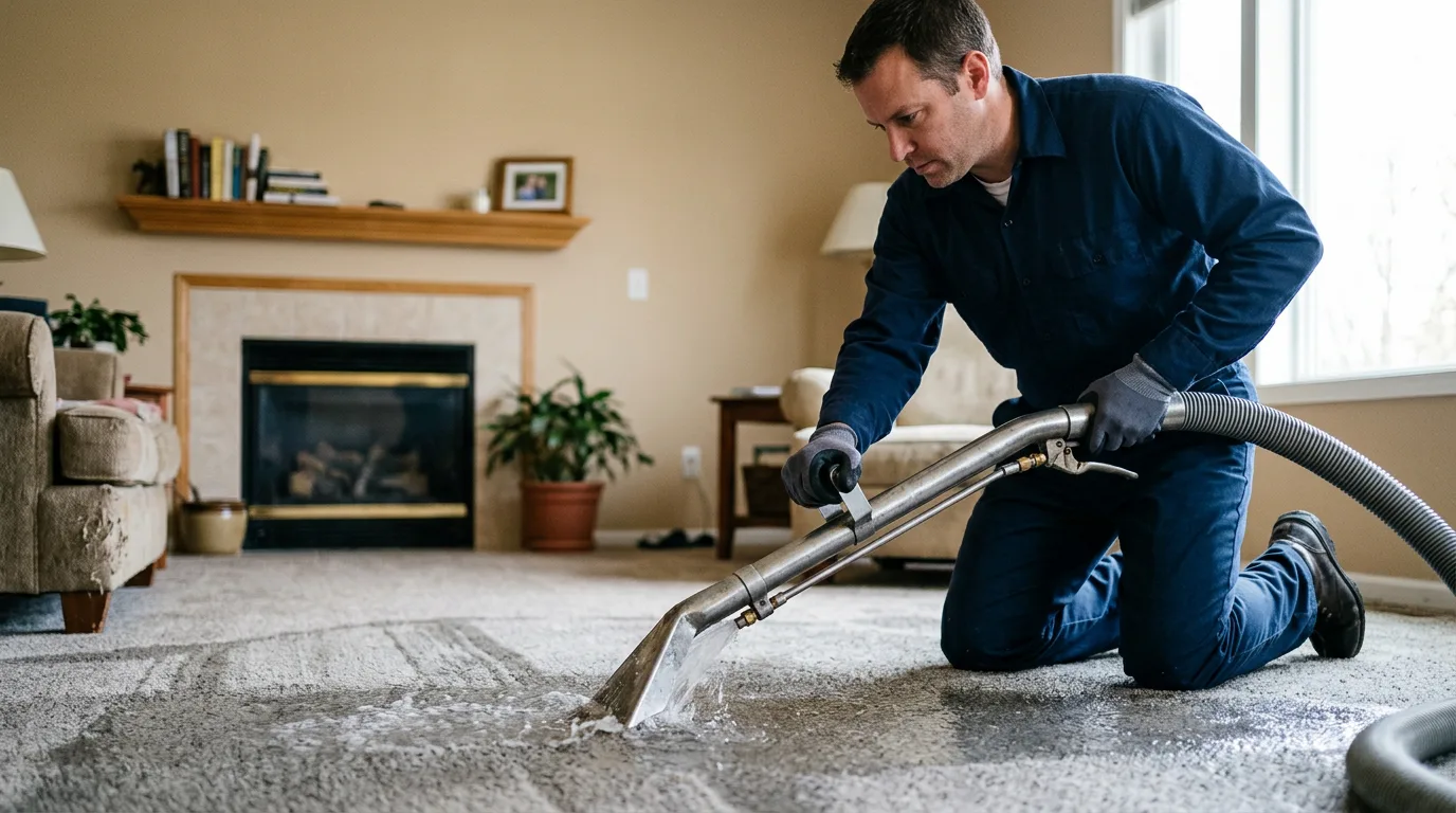 Water damage restoration technician working near Seaton, IL